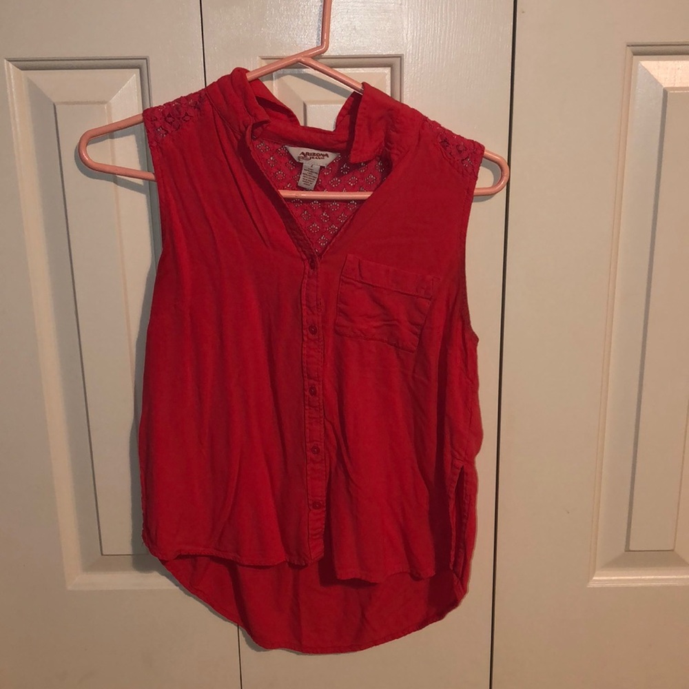 Small Pink Sleeveless Button Up Classy Cute Shirt!